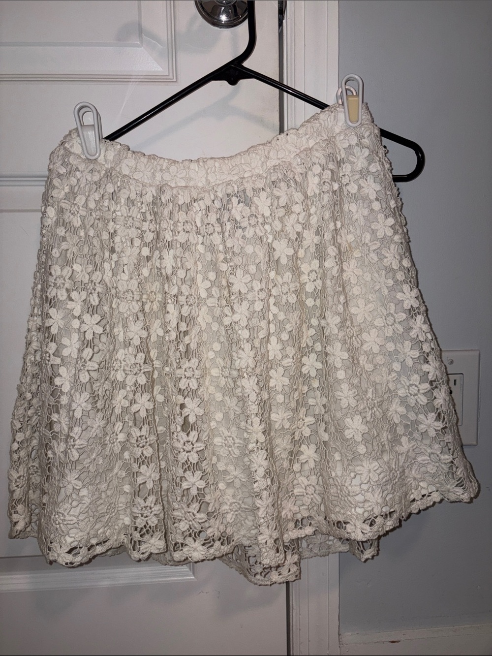 Girls Lace Floral Skirt - White